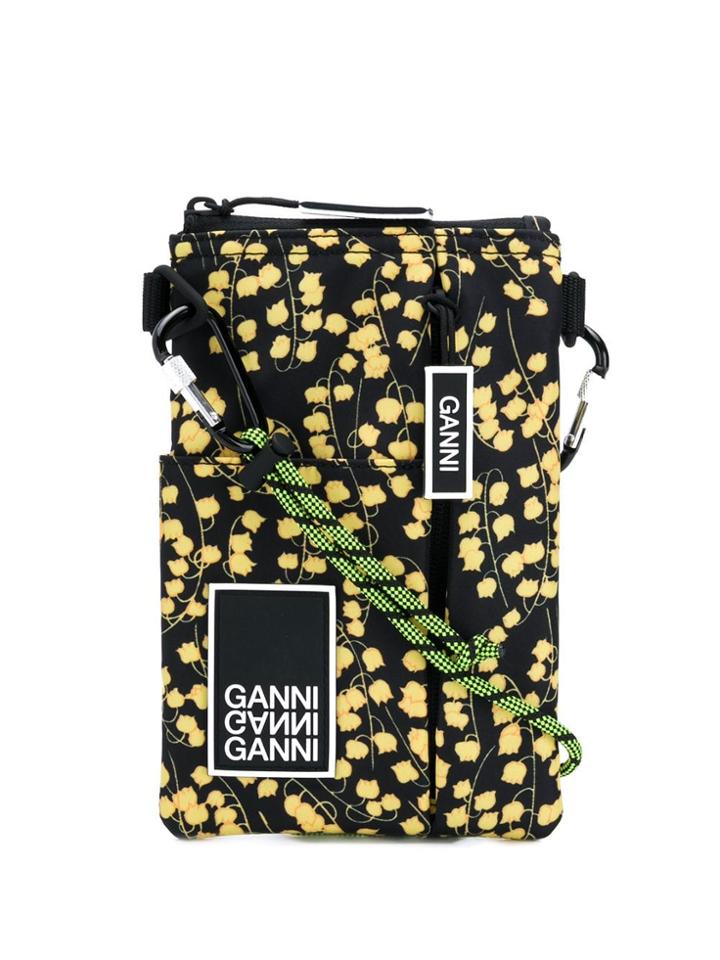 Ganni Floral Cross Body Bag - Black