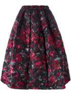 Comme Des Garçons Floral Print Full Skirt, Women's, Size: Small, Black, Polyester/silk