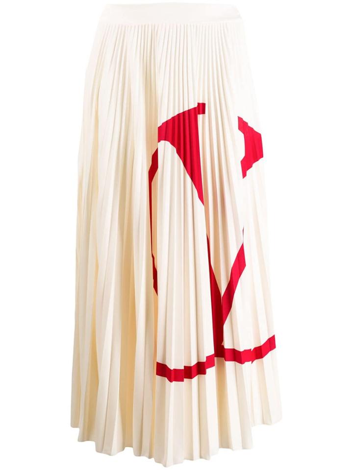 Valentino Vlogo Pleated Skirt - Neutrals