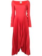 A.w.a.k.e. Pleated Asymmetric Dress - Red