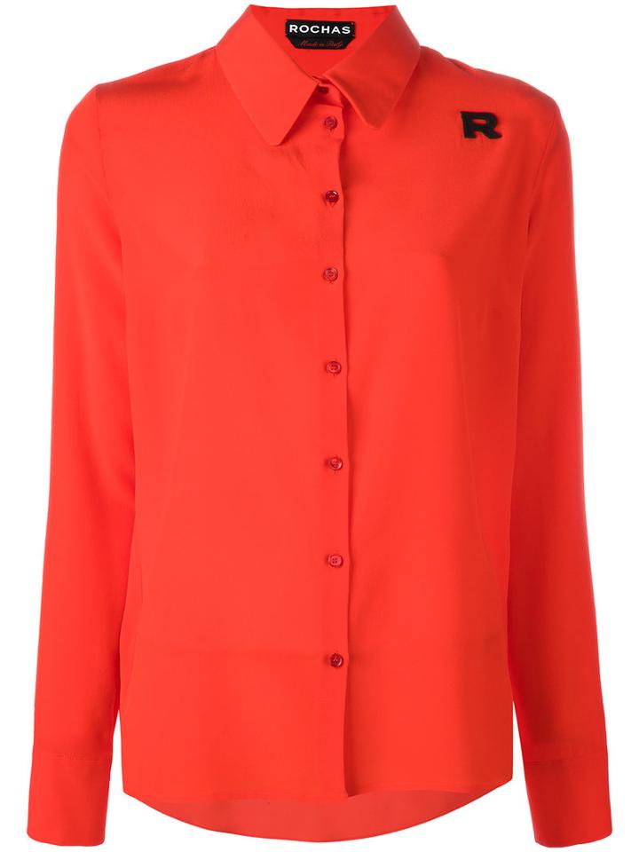 Rochas 'r' Patch Shirt, Women's, Size: 40, Red, Silk