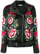 P.a.r.o.s.h. Embroidered Flower Jacket, Women's, Size: Xs, Black, Polyester