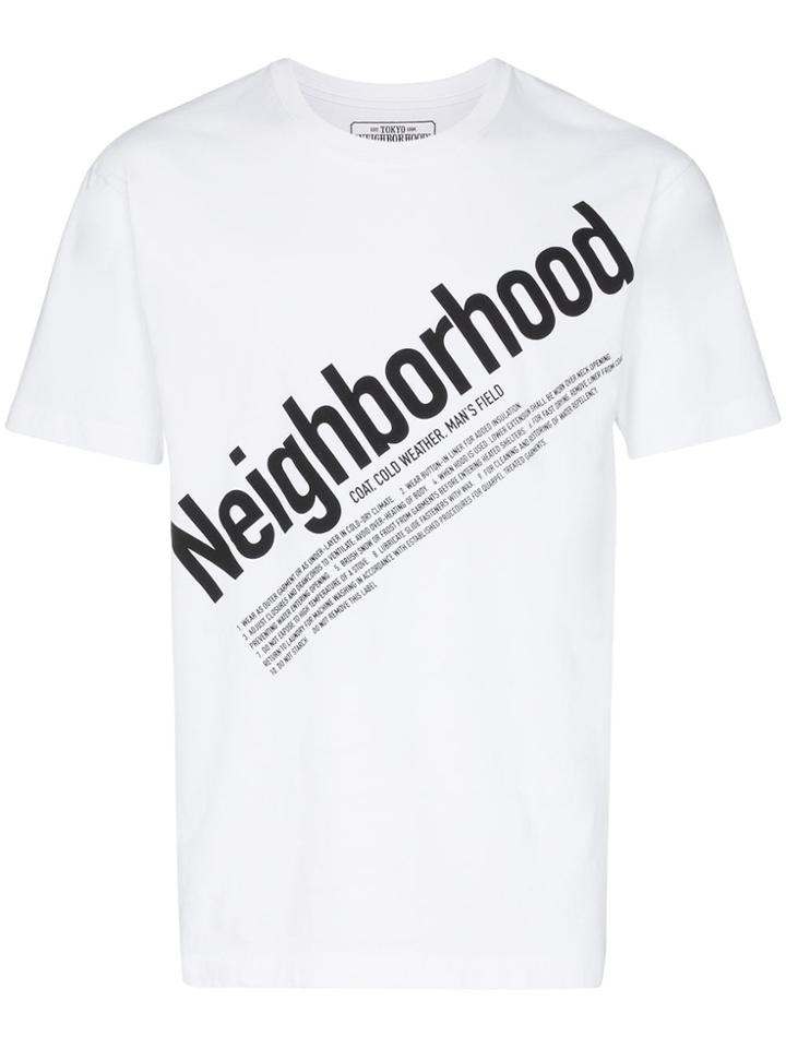 Neighborhood Logo Print Cotton T-shirt - White