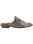 Eleventy Crocodile-effect Mules - Grey