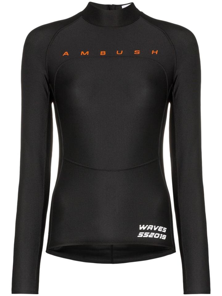 Ambush Logo Print Scuba Top - Black
