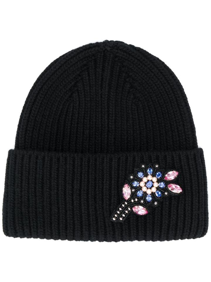 Markus Lupfer Jewelled Flower Beanie - Black