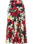 Dolce & Gabbana Daisy And Poppy Print Skirt, Women's, Size: 44, Silk/spandex/elastane