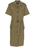 Juun.j Belted Midi Cotton Blend Shirt Dress - Green