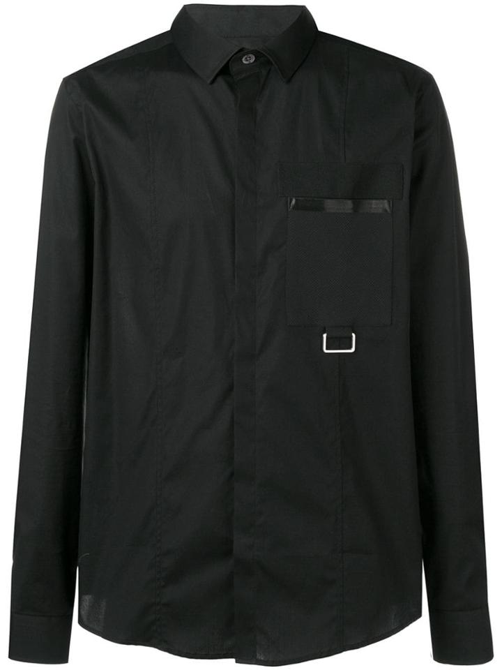 Les Hommes Buckle-detail Slim-fit Shirt - Black