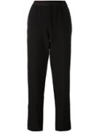 Elizabeth And James Stripe Appliqué Trousers, Women's, Size: Small, Black, Polyester/spandex/elastane/viscose