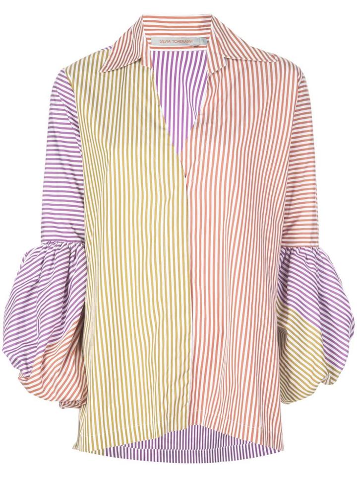 Silvia Tcherassi Mixed Stripe Puff Sleeve Shirt - Multicolour