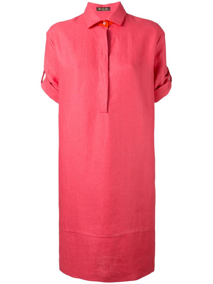 Loro Piana - Turn-up Sleeve Dress - Women - Silk/linen/flax/spandex/elastane - L, Pink/purple, Silk/linen/flax/spandex/elastane