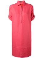 Loro Piana - Turn-up Sleeve Dress - Women - Silk/linen/flax/spandex/elastane - L, Pink/purple, Silk/linen/flax/spandex/elastane