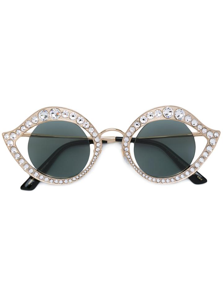 Gucci Eyewear Studded Cat Eye Sunglasses - Metallic