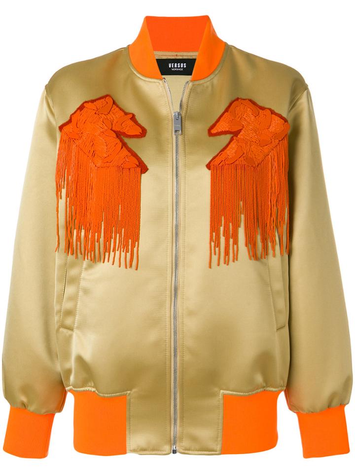 Versus Fringed Bomber Jacket - Brown