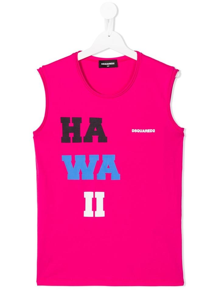 Dsquared2 Kids Hawaii Print Tank Top, Girl's, Size: 16 Yrs, Pink/purple