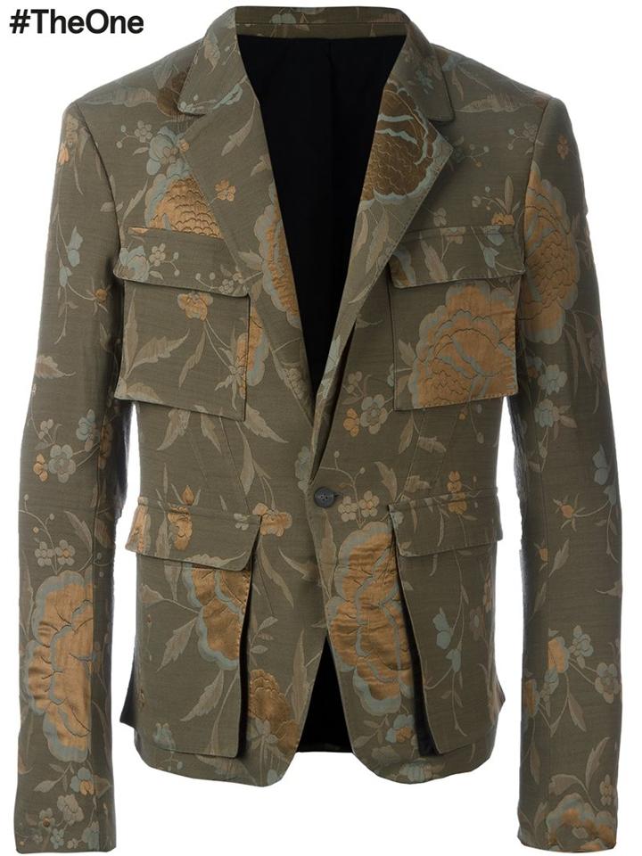 Haider Ackermann 'raquel' Military Jacket, Men's, Size: 50, Green, Silk/cotton/wool