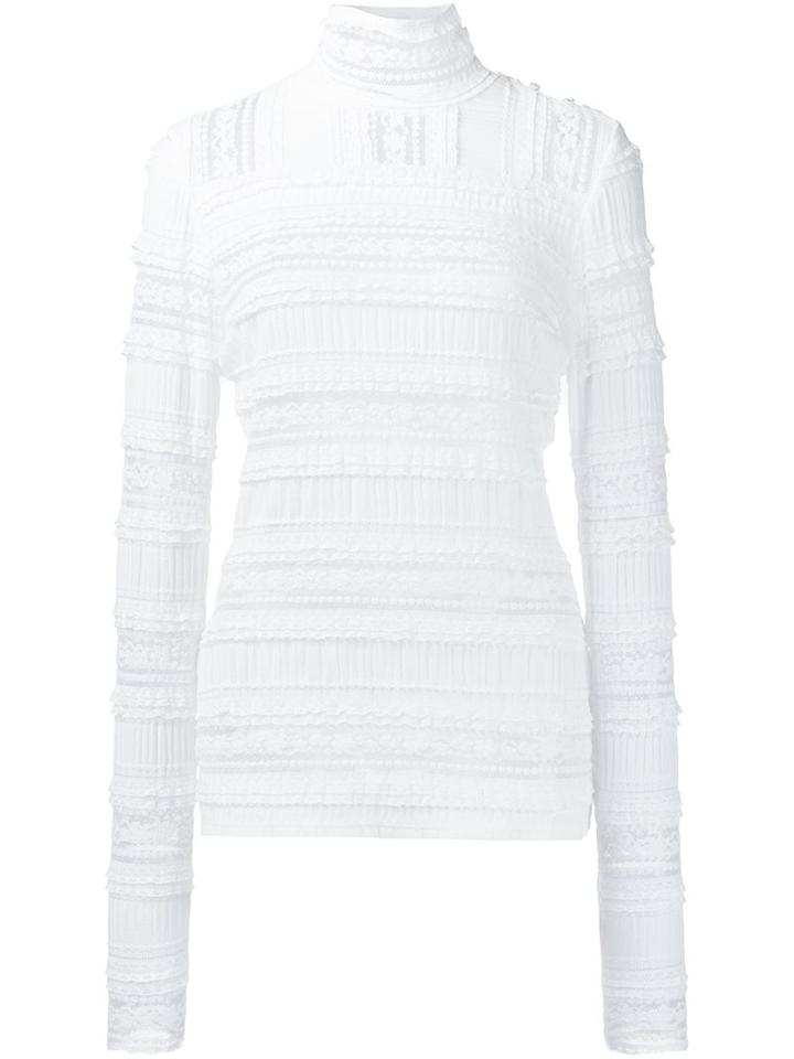 Cinq A Sept Panelled Lace Blouse, Women's, Size: Small, White, Cotton/nylon/spandex/elastane