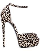 Casadei Leopard Print Heeled Sandals - Black