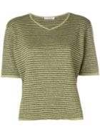 Yves Saint Laurent Pre-owned Striped Knitted V-neck Top - Green