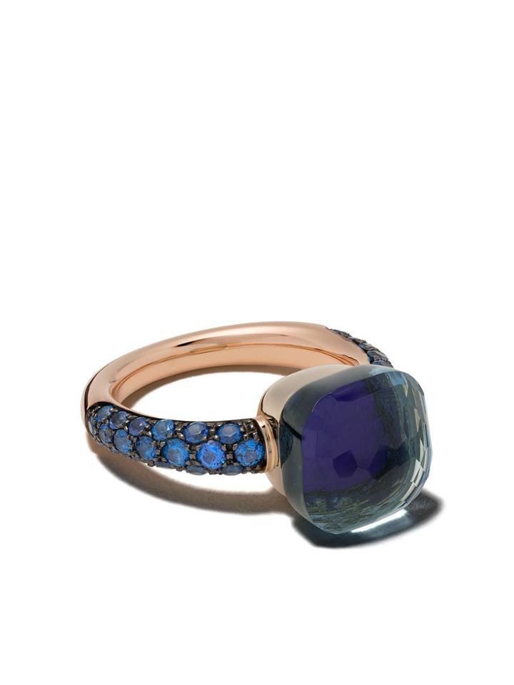 Pomellato 18kt Rose And White Gold Nudo Lapis Lazuli And Topaz Ring -