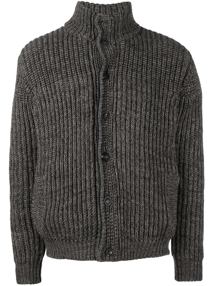 Roberto Collina Cable Knit Bomber Jacket, Men's, Size: 52, Green, Nylon/wool/virgin Wool