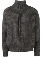 Roberto Collina Cable Knit Bomber Jacket, Men's, Size: 52, Green, Nylon/wool/virgin Wool