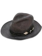 Htc Hollywood Trading Company - Woven Hat - Men - Leather/straw - 57, Black, Leather/straw