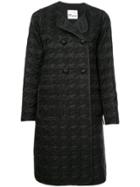 Noir Brocade Double-breasted Coat - Black