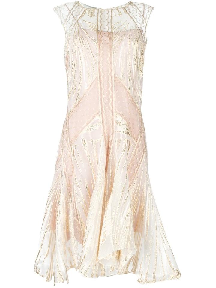 Alberta Ferretti Metallic Pointy Dress, Women's, Size: 42, Nude/neutrals, Polyamide/acetate/silk/polyester