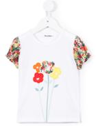 Familiar - Floral Gathered Shortsleeves Blouse - Kids - Cotton - 5 Yrs, White