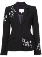 Cinq A Sept Floral Embroidered Fitted Jacket - Black