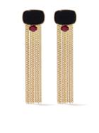 Wouters & Hendrix Gold 18kt Yellow Gold Blue Tiger Eye & Garnet Tassel