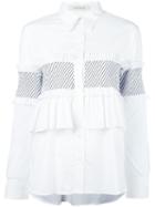 Cédric Charlier Ruffled Panel Shirt, Women's, Size: 44, White, Cotton/other Fibers