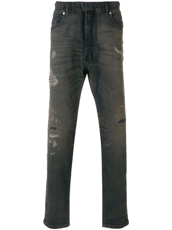 Diesel Faded And Distressed Jeans - Blue