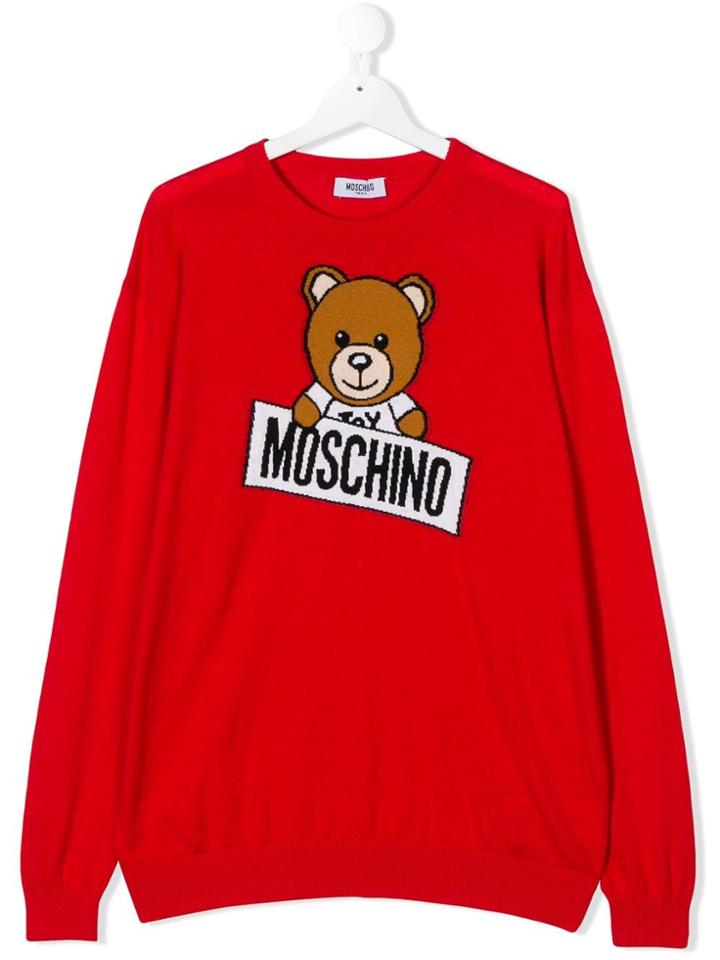 Moschino Kids Teddy Bear Logo Sweater - Red