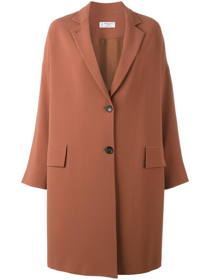 Alberto Biani Single Breasted Coat, Women's, Size: 44, Brown, Polyester/acetate/triacetate