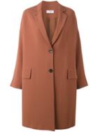 Alberto Biani Single Breasted Coat, Women's, Size: 44, Brown, Polyester/acetate/triacetate