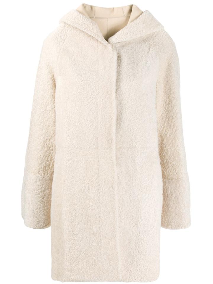 Drome Hooded Shearling Jacket - Neutrals