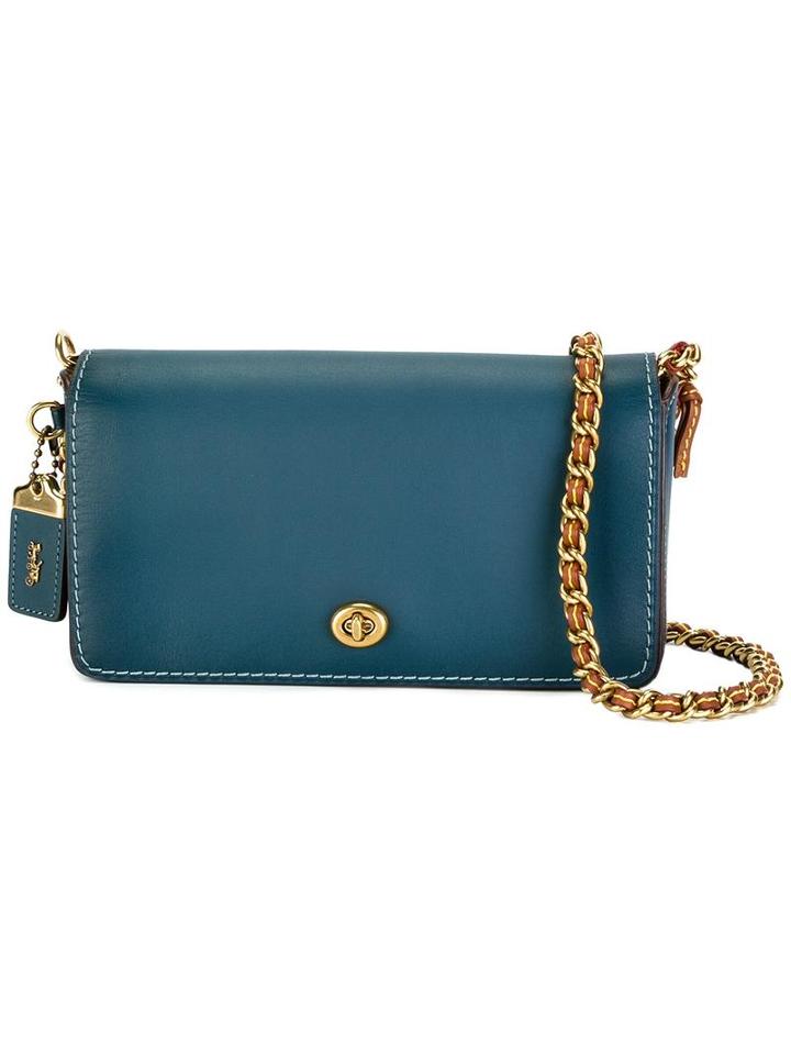 Coach Chain Strap Crossbody Bag, Women's, Blue, Calf Leather