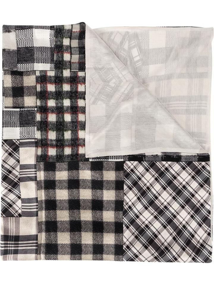 Pierre-louis Mascia Checked Patchwork Scarf - Grey