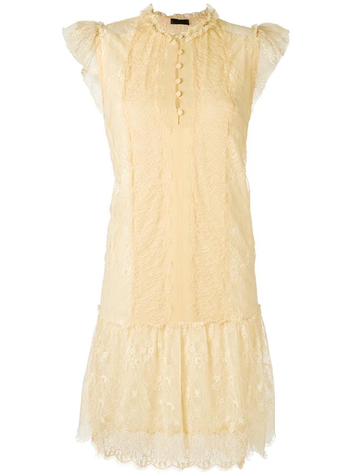Talie Nk - Lace Shift Dress - Women - Nylon - 38, Yellow/orange, Nylon