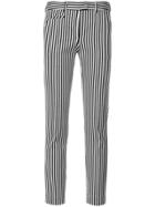 Incotex Striped Skinny Cropped Trousers - Black
