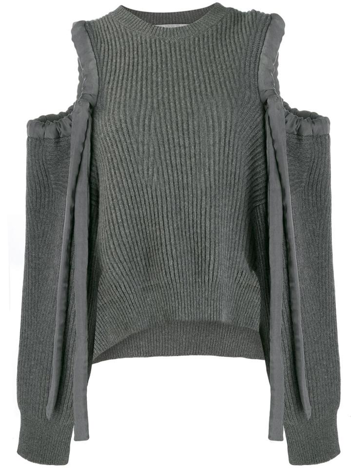Stella Mccartney Drawstring Cold Shoulder Jumper - Grey