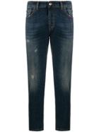 Entre Amis Distressed Effect Cropped Jeans - Blue