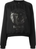 Versus Logo Print Sweatshirt, Women's, Size: Large, Black, Cotton/polyester