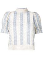 Sea - Victorian Style Stripe Blouse - Women - Cotton - 4, Nude/neutrals, Cotton