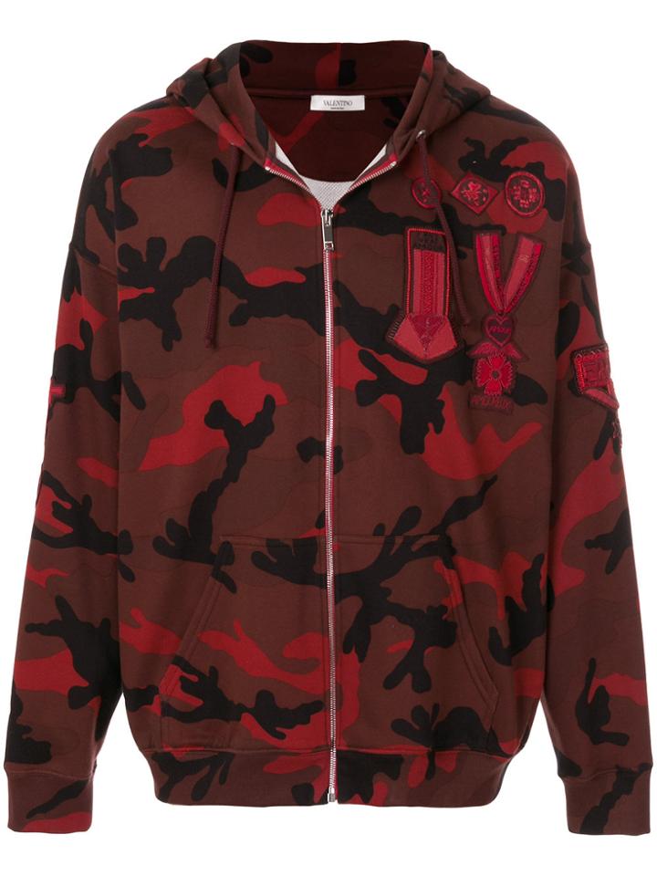 Valentino Camouflage Print Hoody - Red