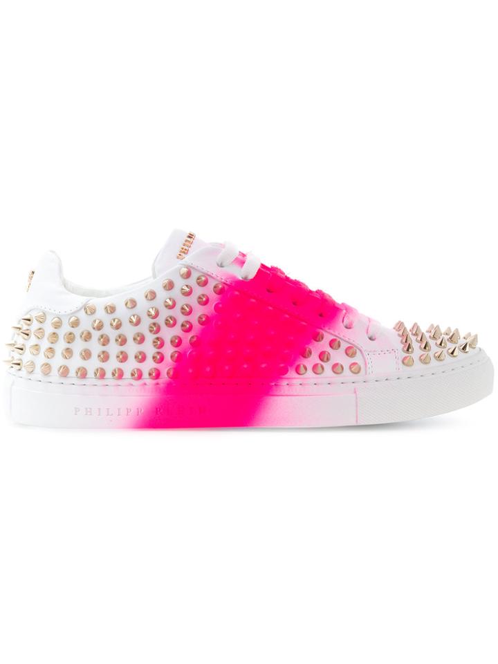 Philipp Plein Fluo Band Studded Sneakers - White