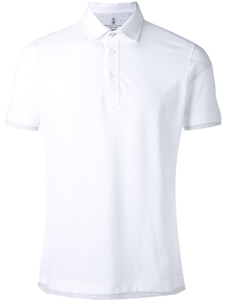 Brunello Cucinelli Layered Polo Shirt, Men's, Size: Xl, White, Cotton